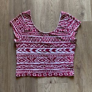 Tribal print baby T crop top